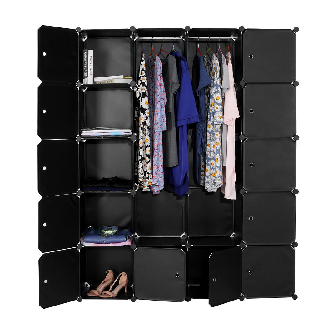 Kleiderschrank 20Würfel Garderobe Steckregal w. Türen Regalsystem
