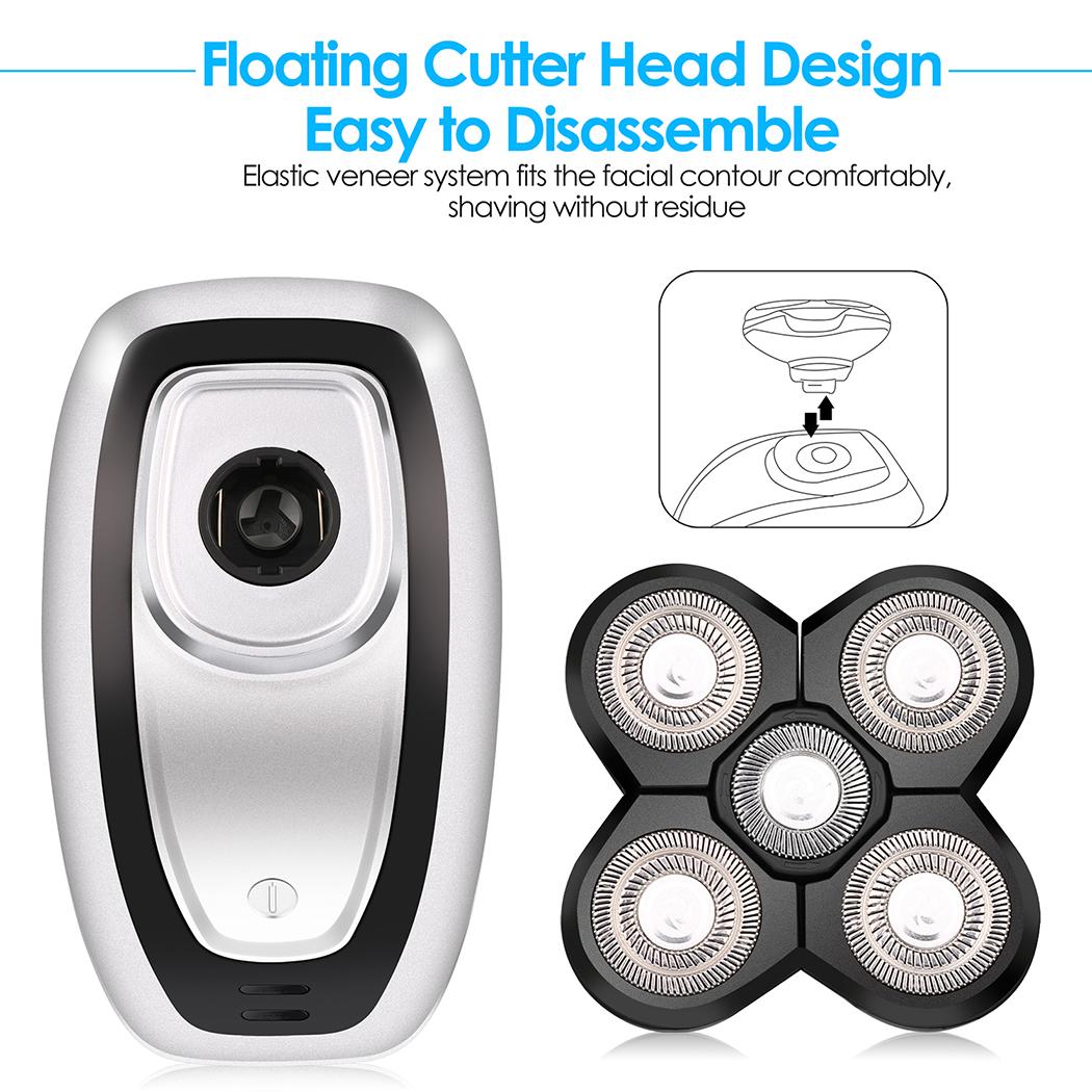 5 IN 1 4D Rotary Electric Shaver Rechargeable Bald Head Beard Trimmer