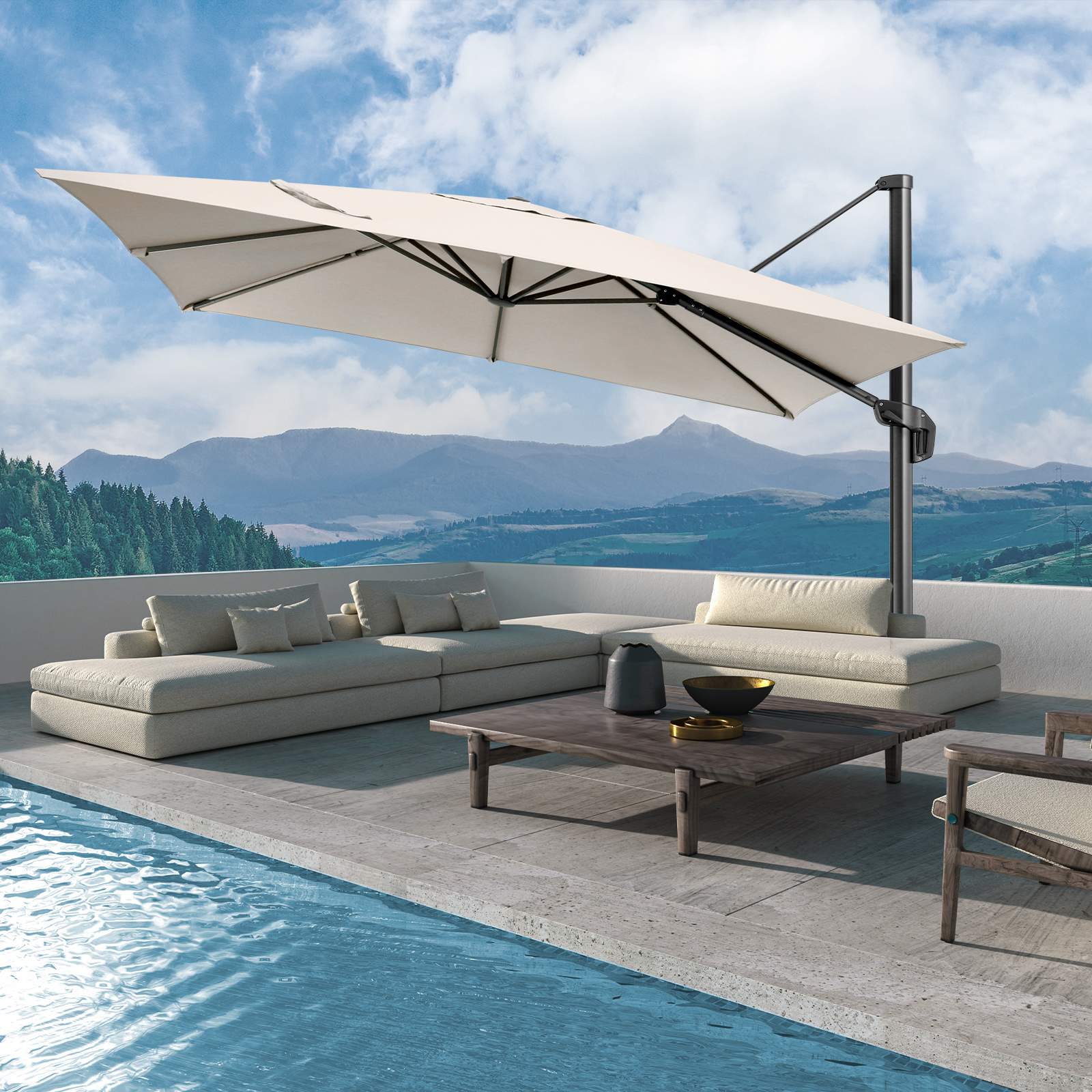 10'x10' Patio Umbrella Outdoor Cantilever Umbrella UV-Protective Garden Sunshade | eBay 10'x10' Patio Umbrella Outdoor Cantilever Umbrella UV-Protective Garden Sunshade | eBay